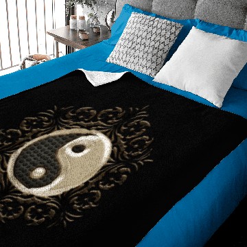 Discover The sign ying and yang with flowers Baby Blankets