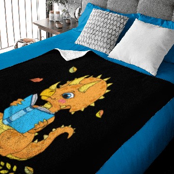 Discover Triceratops Reading - Cute Book Worm Dinosaurs Baby Blankets