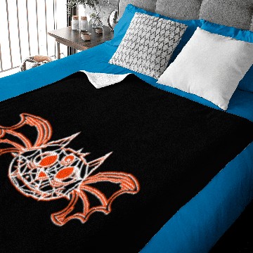 Discover Halloween Cat With Bat Wings And Spider Web Face Baby Blankets