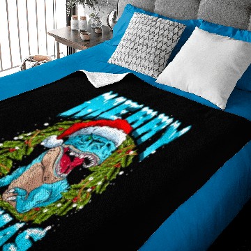 Discover Funny Christmas Santa Claus Dinosaur Gift Baby Blankets