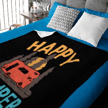 Discover Happy Camper Camping Motorhome Nature Baby Blankets