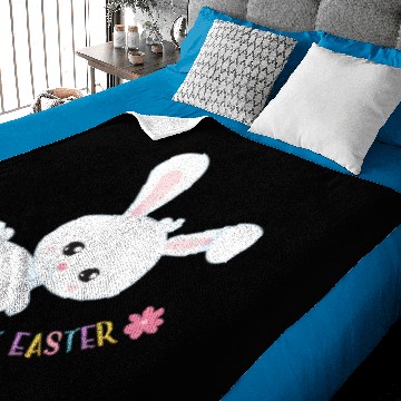Discover Kids Easter Hoppy Easter Bunny White Bunny Baby Blankets