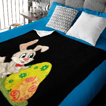 Discover Cute Easter Bunny Hides Behing Colored Eggs Baby Blankets