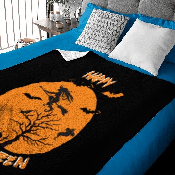 Discover Moonlit Bat Cobweb Gravestone Ghost Spider Witch. Baby Blankets