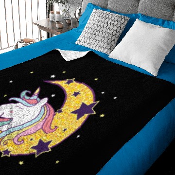 Discover Rainbow Unicorn Moon Baby Blankets