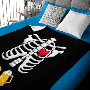 Discover maternity hamburger and beer skeleton halloween sh Baby Blankets