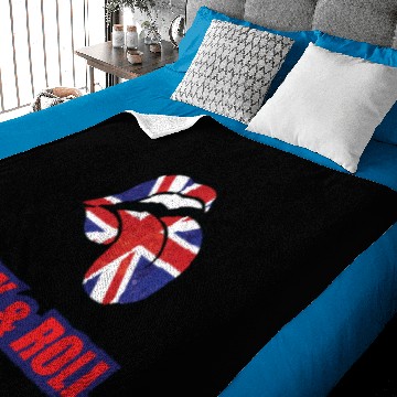 Discover Rock & Roll Union Jack Lips Baby Blankets