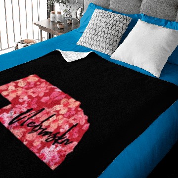 Discover Floral Nebraska State Shape Baby Blankets