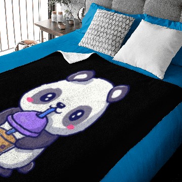 Discover Panda Bear Boba Milk Tea Funny Bubble Tea Lovers Baby Blankets