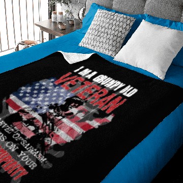 Discover I am a grumpy old veteran sarcasm level stupidity Baby Blankets