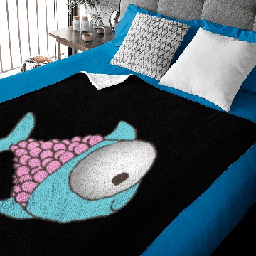 Discover Blue and Purple Cartoon Fish Baby Blankets