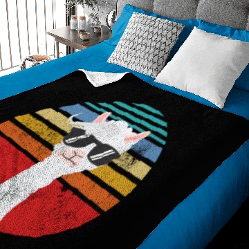 Discover Funny Llama Alpaca With Sunglasses Baby Blankets