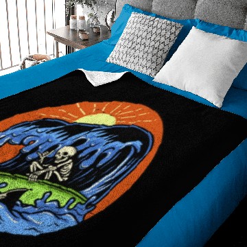 Discover Skeleton Surfing Baby Blankets