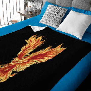 Discover Fire phoenix bird with flame wings Baby Blankets