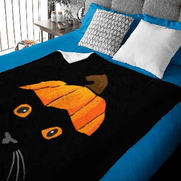 Discover Cat Wearing Pumpkin Hat Face Halloween Costume Baby Blankets