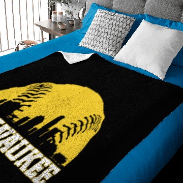 Discover Vintage Milwaukee Baseball Hometown Skyline Brewer Baby Blankets
