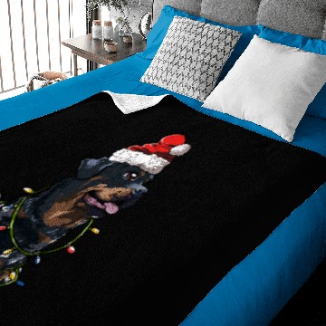 Discover Rottweiler Santa Christmas Tree Lights Baby Blankets