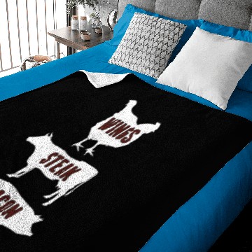 Discover wings steak bacon Baby Blankets