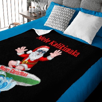 Discover Mele Kalikimaka Hawaiian Christmas Surfing Santa T Baby Blankets