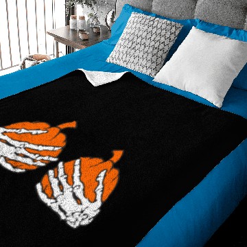 Discover Funny Halloween Skeleton Hands On Chest Pumpkin Bo Baby Blankets
