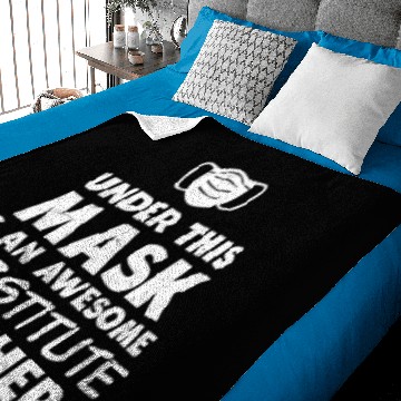 Discover Substitute Teacher Awesome Teacher Under Mask Gift Baby Blankets