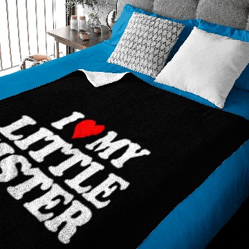 Discover I Love My Little Sister Heart Funny Fun Gift Baby Blankets