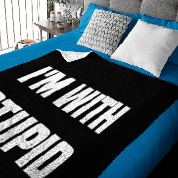 Discover I'M WITH STUPID Baby Blankets