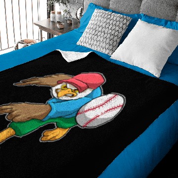 Discover Hawk at Baseball with Baseball bat Baby Blankets