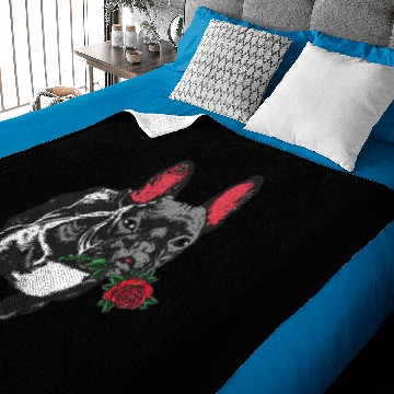 Discover French Bulldog With Red Rose Valentines Day Baby Blankets