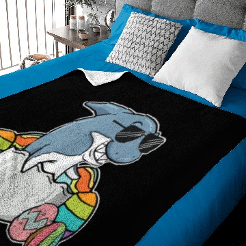 Discover Funny Shark Easter Holiday Bunny Egg Hunt Gift Id Baby Blankets