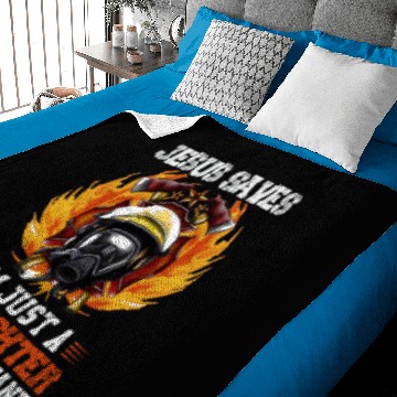 Discover Jesus Saves I'm Just A Firefighter Baby Blankets