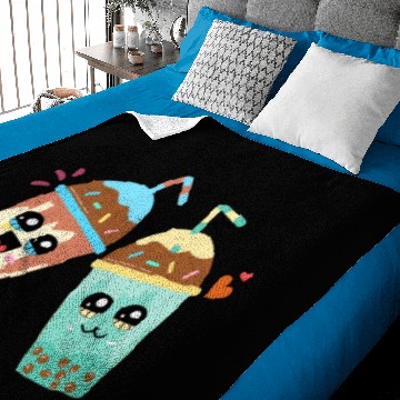 Discover cartoon milk tea Baby Blankets