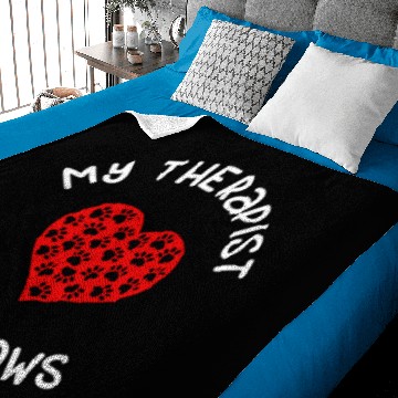 Discover My Therapist Has Paws Saying / Dog Cat Owner Art Baby Blankets