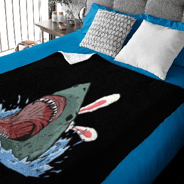 Discover Easter Great White Shark With Bunny Ears Easter Baby Blankets