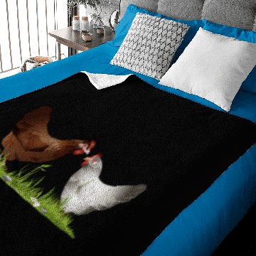 Discover two free range chickens on a green meadow Baby Blankets