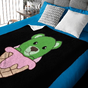 Discover Green Bear In Ice Waffle Funny Animals In Essen Baby Blankets