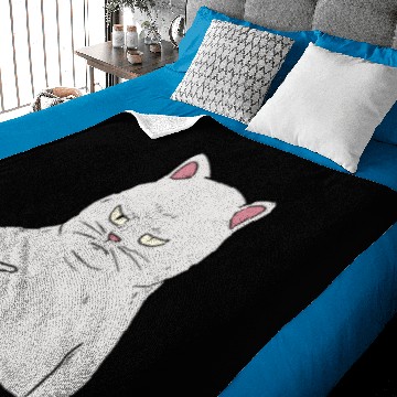 Discover Grumpy white Cat Holding Middle Finger Baby Blankets