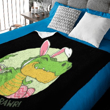 Discover Dino Easter greeting funny T-Rex bunny design Baby Blankets