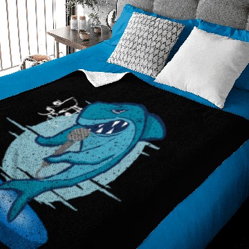 Discover Shark Singing On Stage With Microphone for Shark Baby Blankets