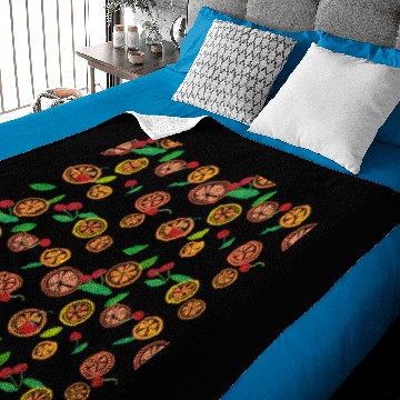 Discover Citrus and cherries print, repeating pattern, oran Baby Blankets