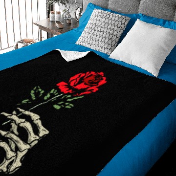 Discover Skeleton Hand With Red Flower Roses Baby Blankets