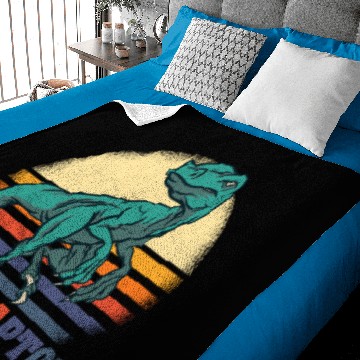 Discover Velociraptor Retro Dinosaur Baby Blankets