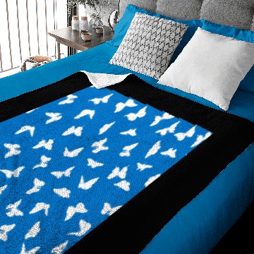 Discover White Butterfly Blue Background Aesthetic Pattern Baby Blankets