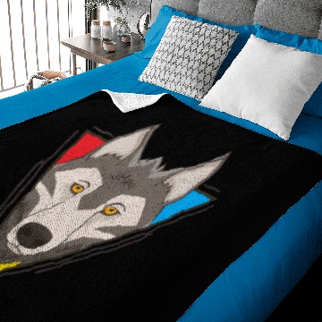 Discover Wolf Cartoon Wolf Head Lonely Friendly Baby Blankets