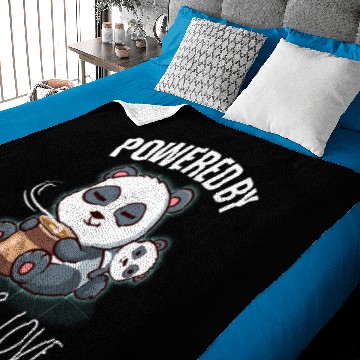 Discover Powered By Coffee & Love Panda Bear Otaku Comics Baby Blankets