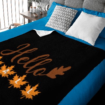 Discover Hello Fall with acorn leaf and maple leaves Baby Blankets