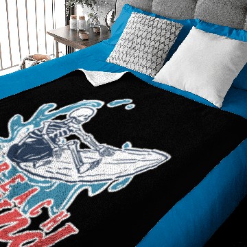 Discover Beach bound with surfing skeleton Baby Blankets