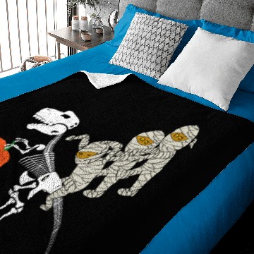 Discover Skeleton Riding Mummy Dinosaur Baby Blankets