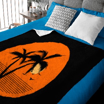 Discover Sun Set// Neon orange round scene Baby Blankets