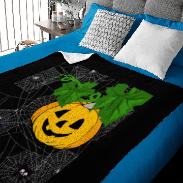 Discover Funny Halloween Spider With Pumpkin Baby Blankets